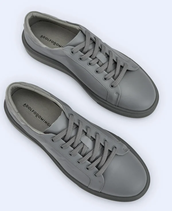 Adolfo Dominguez Chaussures*Baskets Basiques En Cuir Responsable Gris Clair