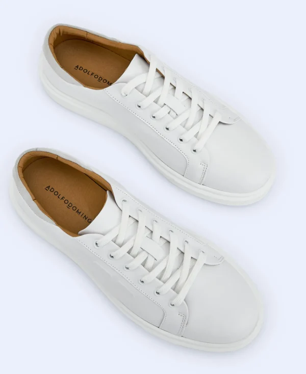 Adolfo Dominguez Chaussures*Baskets Basiques En Cuir Responsable Blanc