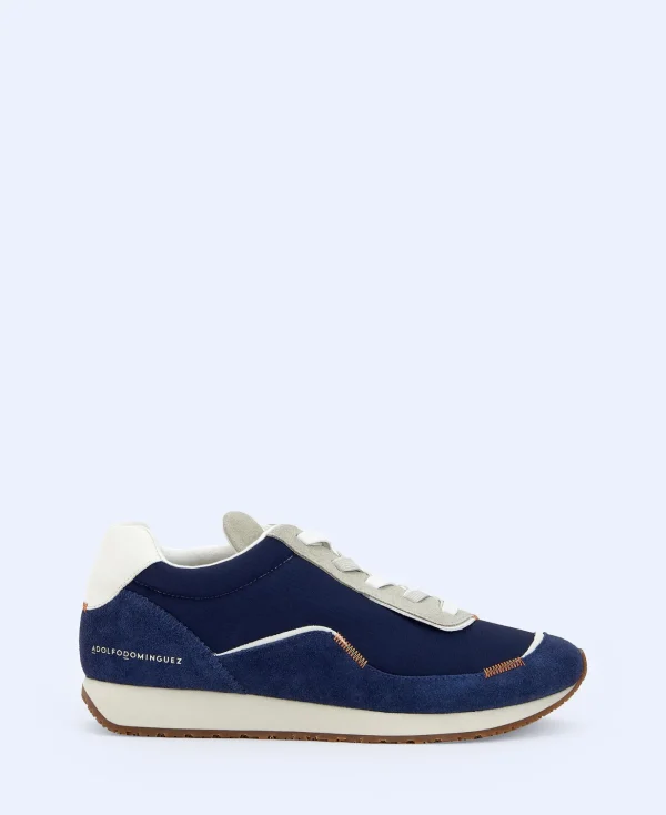 Adolfo Dominguez Chaussures*Baskets En Cuir Et Nylon Bleu Marine