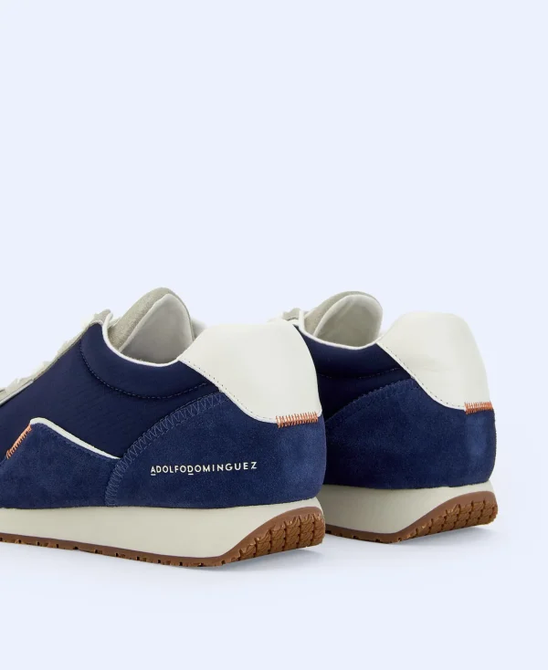 Adolfo Dominguez Chaussures*Baskets En Cuir Et Nylon Bleu Marine