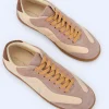 Adolfo Dominguez Chaussures*Baskets En Nylon Et Croute De Cuir Rose Poudre