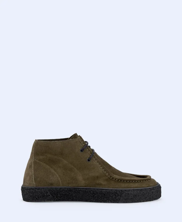 Adolfo Dominguez Chaussures*Bottine Basse En Cuir De Vachette Vert Olive