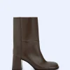 Adolfo Dominguez Chaussures*Bottines En Cuir A Tige Ample Taupe