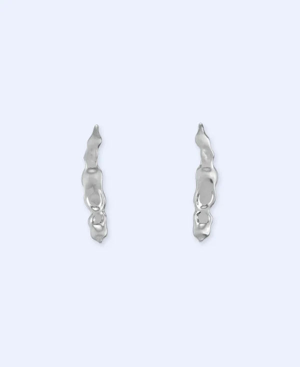 Adolfo Dominguez Bijuteria*Boucles D'Oreilles A Motif Gousse Argente