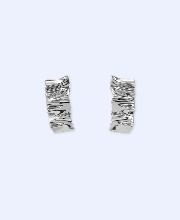 Adolfo Dominguez Bijuteria*Boucles D'Oreilles A Motif Plis Argente