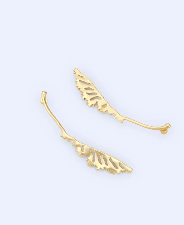 Adolfo Dominguez Bijuteria*Boucles D'Oreilles A Motif Feuille De Chou Dore