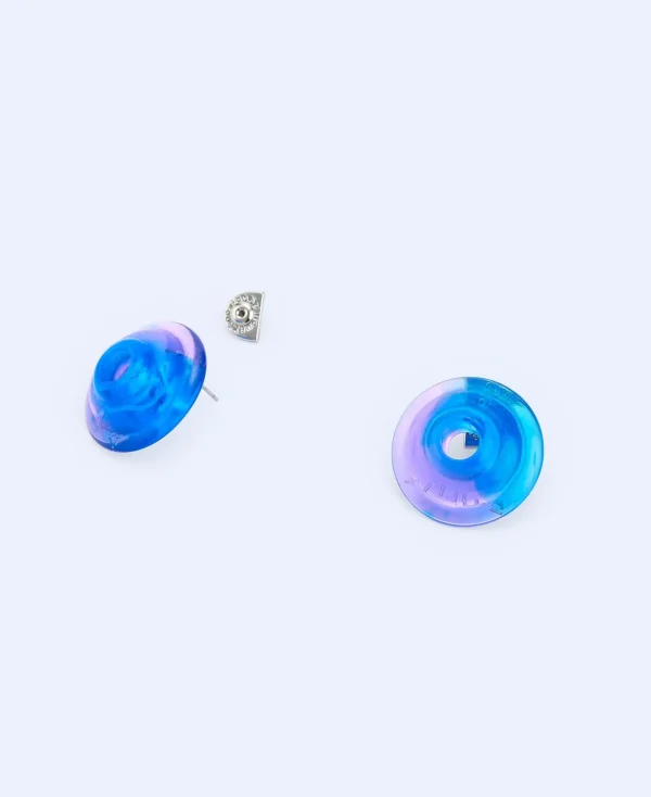 Adolfo Dominguez Bijuteria*Boucles D'Oreilles Circulaires En Resine Bleu