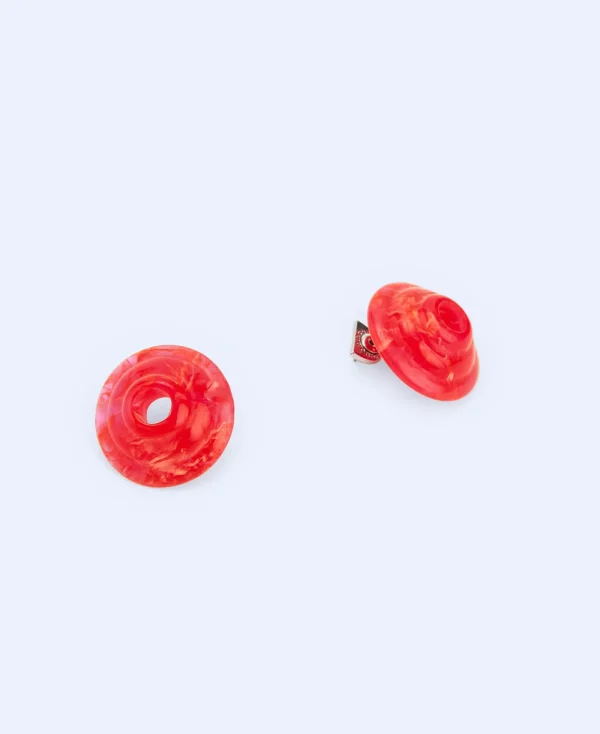 Adolfo Dominguez Bijuteria*Boucles D'Oreilles Circulaires En Resine Rose