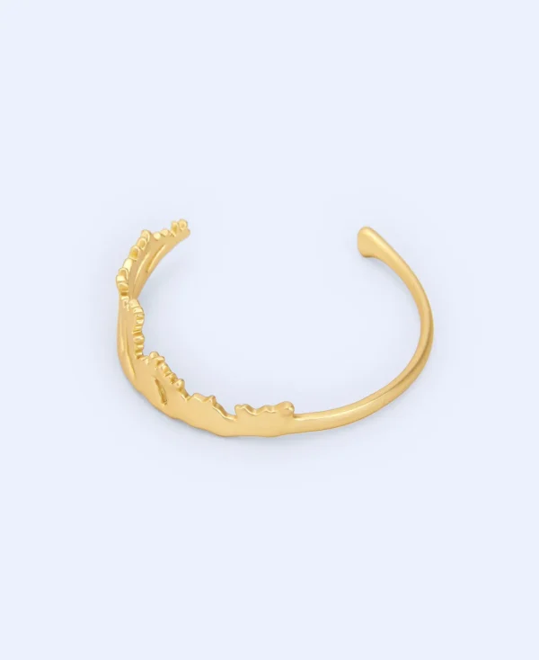 Adolfo Dominguez Bijuteria*Bracelet Metallique Feuille De Chou Dore