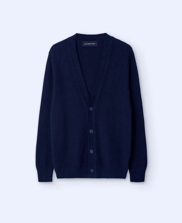 Adolfo Dominguez Mailles*Cardigan En Coton Bleu Marine