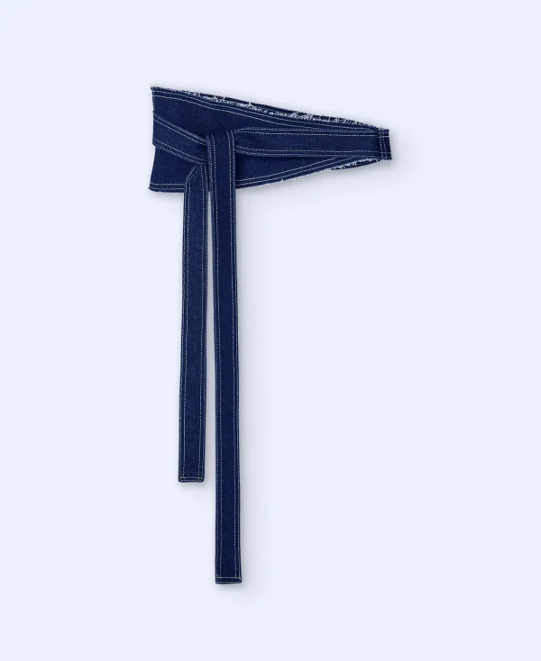 Adolfo Dominguez Denim*Ceinture Large En Denim De Coton Bleu Denim