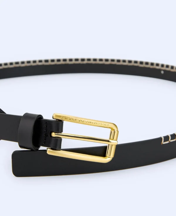 Adolfo Dominguez Ceinture*Ceinture Surpiquee En Cuir Noir