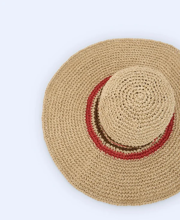 Adolfo Dominguez Chapeaux*Chapeau Capeline A Larges Bords En Papier Responsable Beige/Blanc