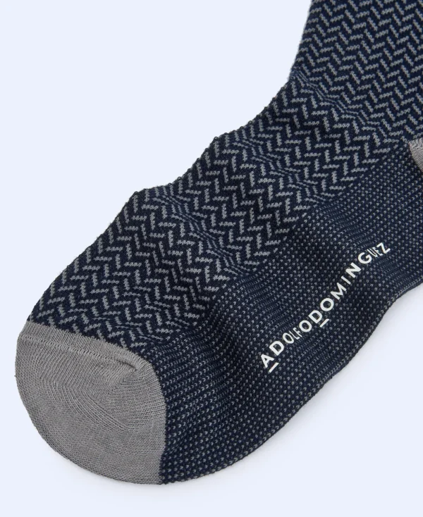 Adolfo Dominguez Chaussettes*Chaussettes A Motif De Chevrons Bleu