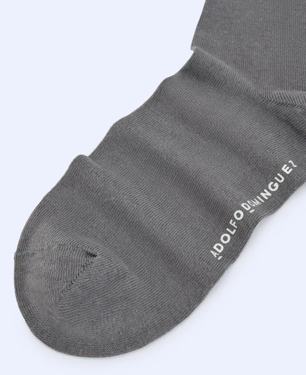 Adolfo Dominguez Chaussettes*Chaussettes Basiques A Logo Imprime Gris Clair