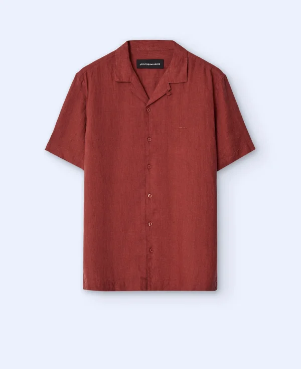 Adolfo Dominguez Chemises*Chemise A Col Bowling En Lin Terracotta