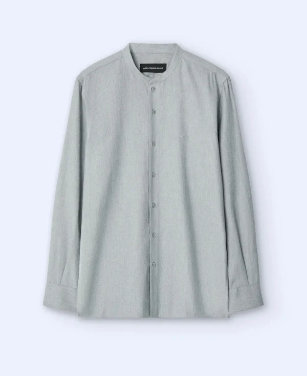 Adolfo Dominguez Chemises*Chemise A Col Mao En Coton Gris Clair