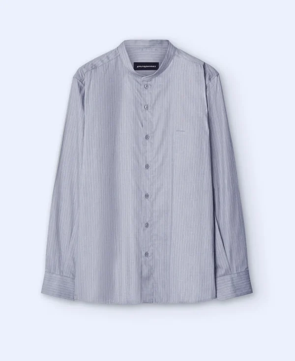 Adolfo Dominguez Chemises*Chemise A Col Mao En Coton Gris/Blanc