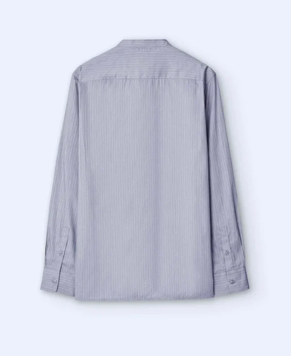 Adolfo Dominguez Chemises*Chemise A Col Mao En Coton Gris/Blanc