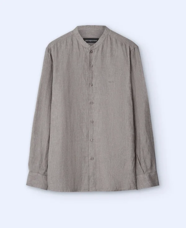 Adolfo Dominguez Chemises*Chemise A Col Mao En Lin Gris/Vert