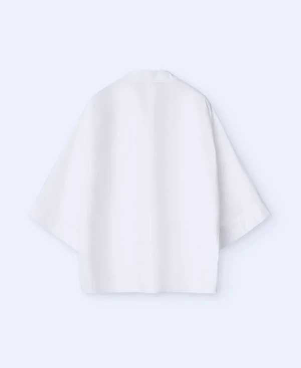 Adolfo Dominguez Chemises Et Tops*Chemise A Col Mao En Popeline De Coton Blanc