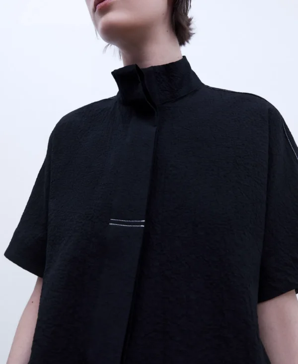 Adolfo Dominguez Chemises Et Tops*Chemise A Col Mao Et Manches Japonaises Noir