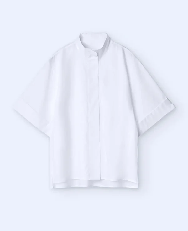 Adolfo Dominguez Chemises Et Tops*Chemise A Col Mao Et Manches Courtes Blanc