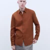 Adolfo Dominguez Chemises*Chemise A Col Revers En Lin Europeen Terracotta