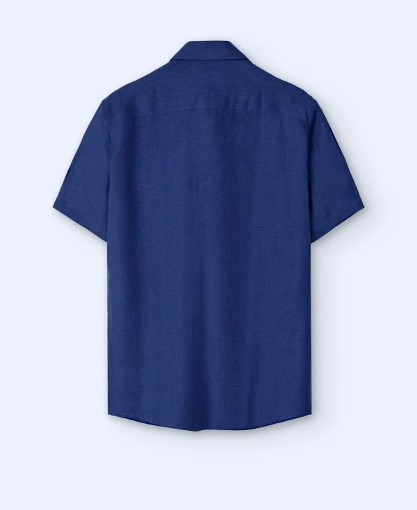 Adolfo Dominguez Chemises*Chemise A Col Revers En Lin Europeen Bleu Intense