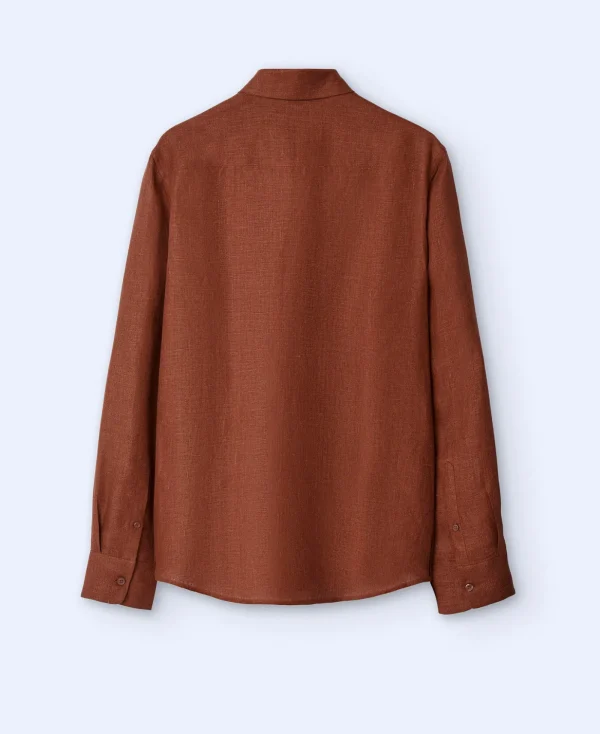 Adolfo Dominguez Chemises*Chemise A Col Revers En Lin Europeen Terracotta