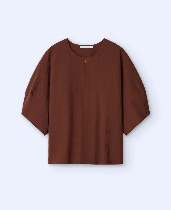 Adolfo Dominguez Chemises Et Tops*Chemise A Volume En Crepon De Coton Marron