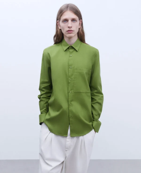 Adolfo Dominguez Chemises*Chemise Avec Maxi Poche En Coton Vert