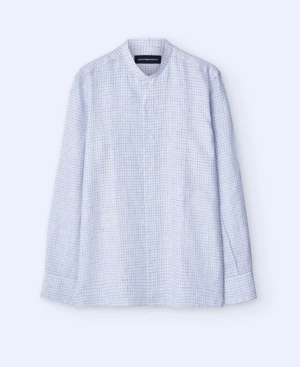 Adolfo Dominguez Chemises*Chemise En Lin Europeen Blanc/Bleu