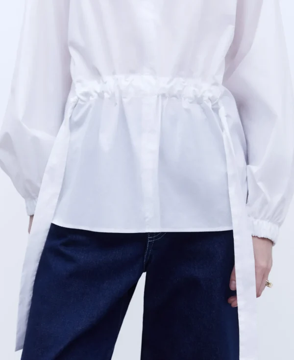 Adolfo Dominguez Chemises Et Tops*Chemise Froncee En Coton Blanc