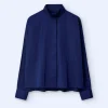 Adolfo Dominguez Chemises Et Tops*Chemise Oversize A Col Cheminee Bleu