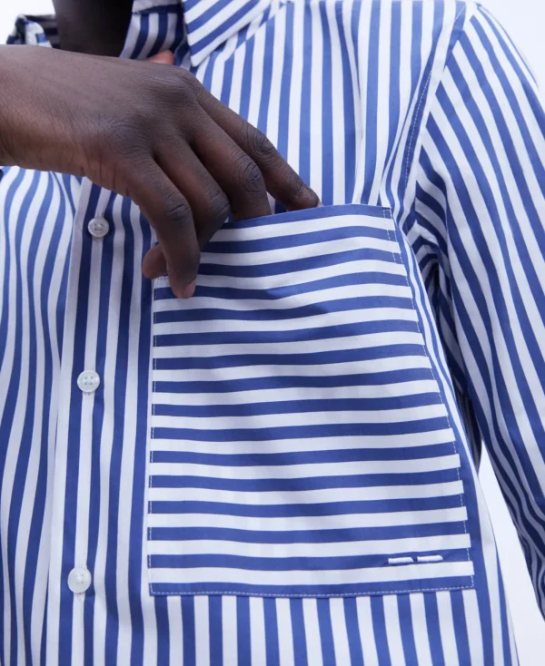 Adolfo Dominguez Chemises*Chemise Rayee A Col Boutonne Blanc/Bleu