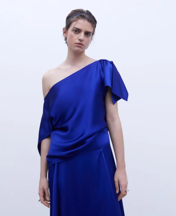 Adolfo Dominguez Chemises Et Tops*Chemisier Drape Cobalt