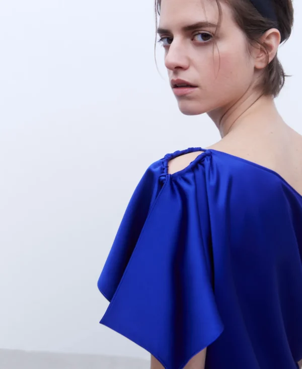 Adolfo Dominguez Chemises Et Tops*Chemisier Drape Cobalt