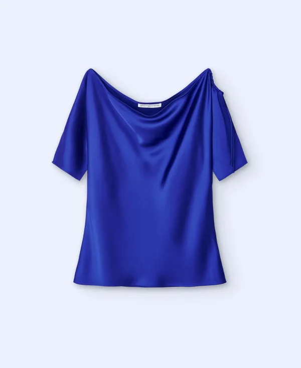 Adolfo Dominguez Chemises Et Tops*Chemisier Drape Cobalt