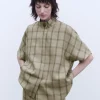 Adolfo Dominguez Chemises Et Tops*Chemisier Oversize En Lin Vert A Carreaux