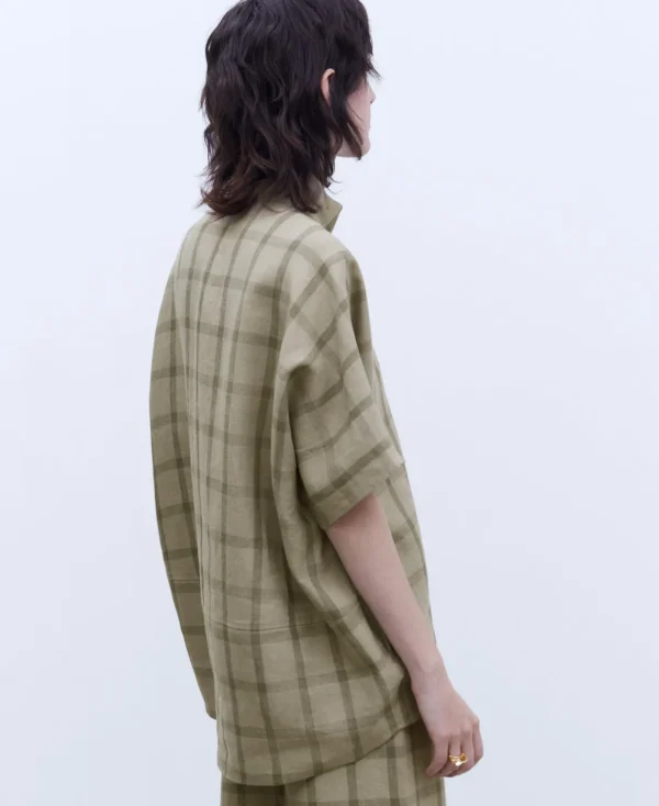 Adolfo Dominguez Chemises Et Tops*Chemisier Oversize En Lin Vert A Carreaux