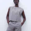 Adolfo Dominguez Chemises Et Tops*Chemisier Sans Manches A Trois Boutons Gris