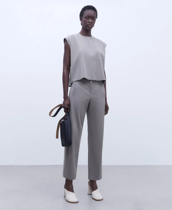 Adolfo Dominguez Chemises Et Tops*Chemisier Sans Manches A Trois Boutons Gris