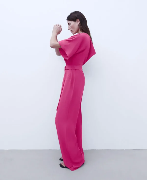 Adolfo Dominguez Robes & Combinaisons*Combinaison Asymetrique A Dos Drape Fuchsia