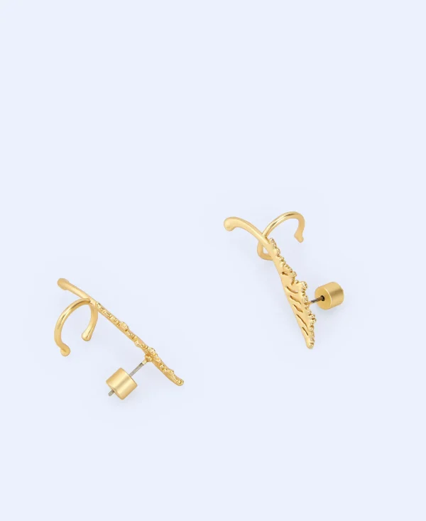 Adolfo Dominguez Bijuteria*Ear Cuff En Laiton A Motif Feuille De Chou Dore