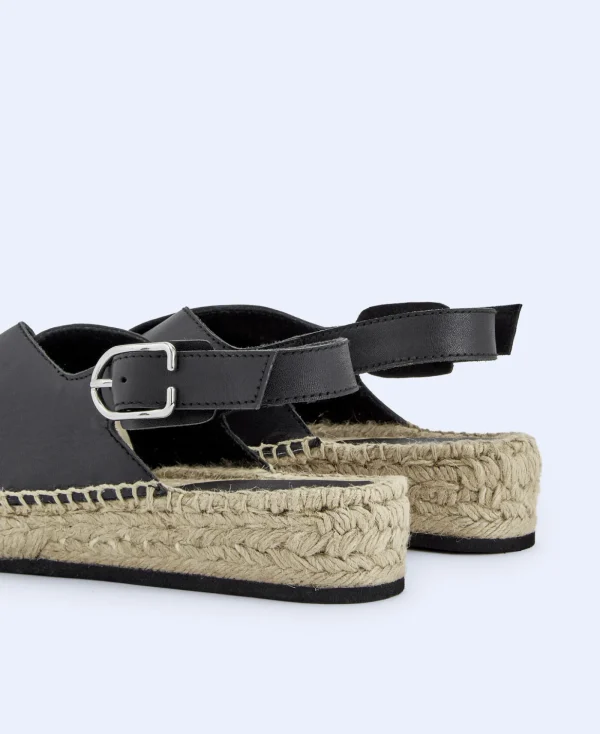 Adolfo Dominguez Chaussures*Espadrilles En Jute Et Cuir Noir