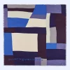 Adolfo Dominguez Foulard*Etole Blocs De Couleurs En Lin Europeen Bleu Marine