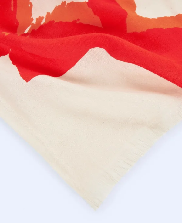 Adolfo Dominguez Foulard*Etole Imprimee En Coton Corail