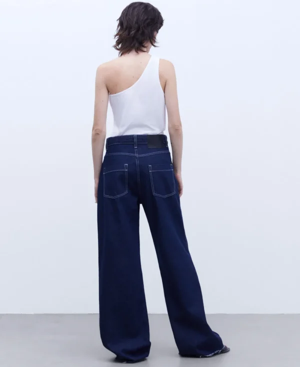 Adolfo Dominguez Pantalons*Jean Coupe Ample Bleu Denim