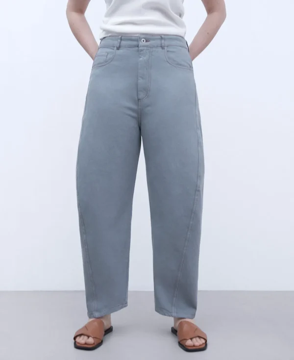 Adolfo Dominguez Pantalons*Jeans Banane En Coton Gris Clair